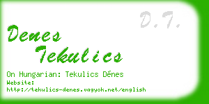 denes tekulics business card